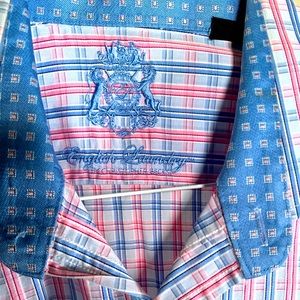 English Laundry dress shirt. Medium, 34/35. Red, blue and pink.